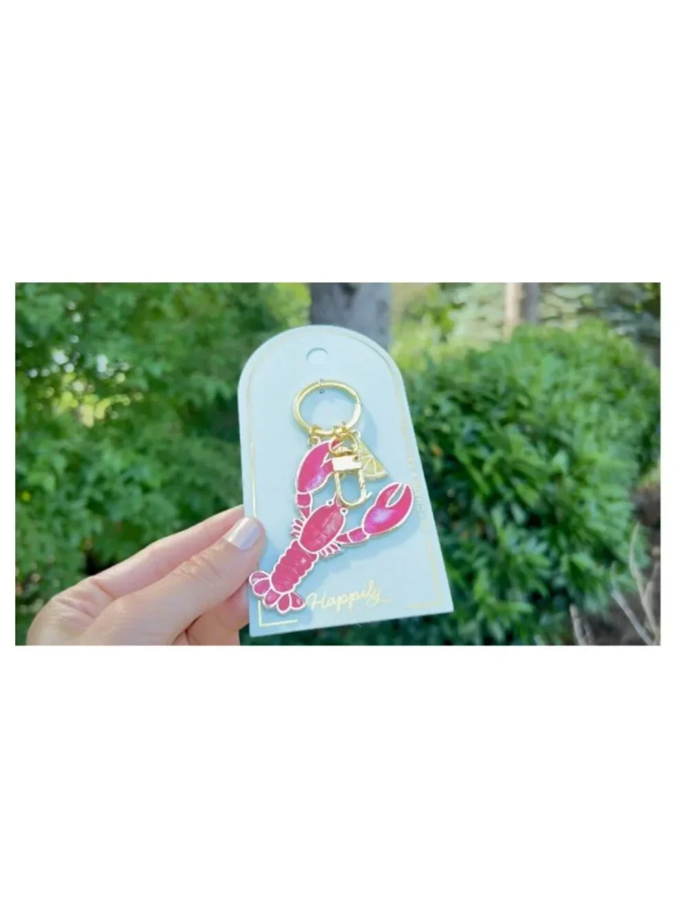 Lobster Bag Charm Keychain Hard Enamel Metal Keyring
